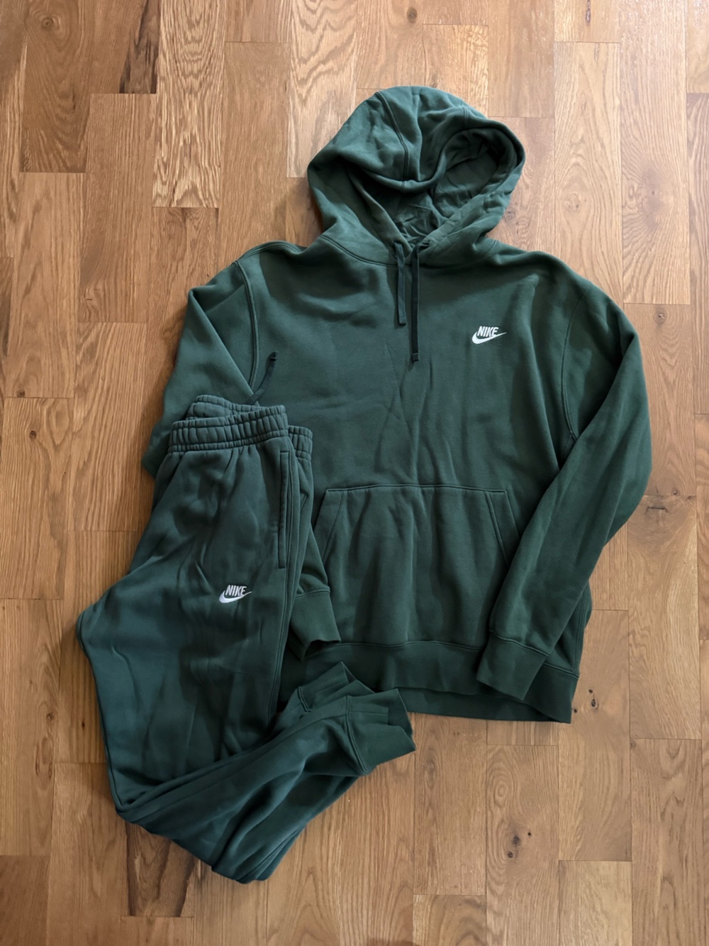 Nike Dark Green Pullover Hoodie with White Logo